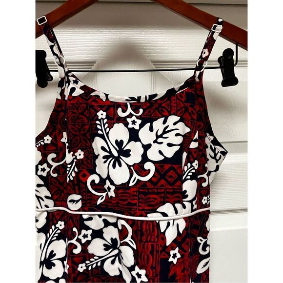 Surf Line Vintage Red & Blue Hawaiian Sun Dress sz S EUC - Picture 2 of 7